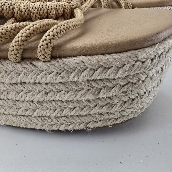 Novus Boho Tan Neutral Espadrilles Ankle Ties Sandals - Picture 6 of 11